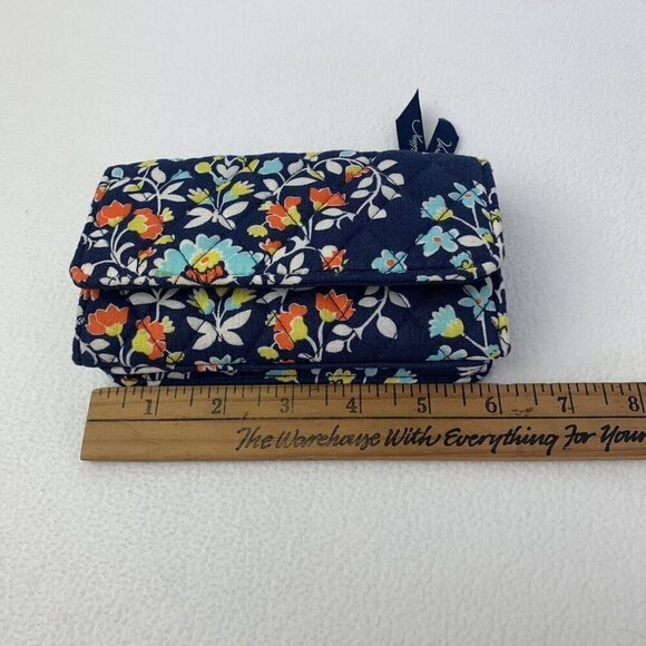 Vera Bradley “Chandelier Floral” Pattern Trifold Wallet Wristlet Blue - Picture 6 of 7